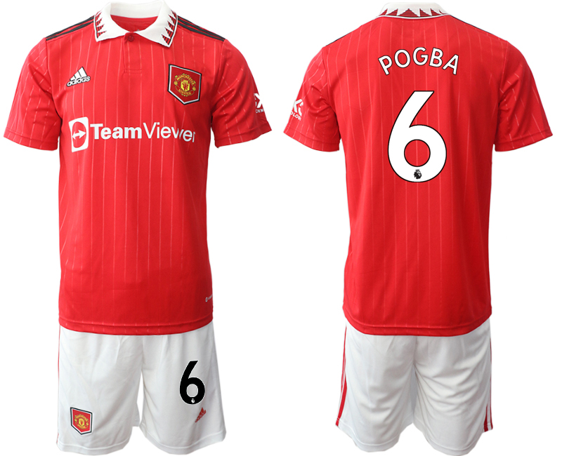 Men 2022-2023 Club Manchester United home Red #6 Adidas Soccer Jersey